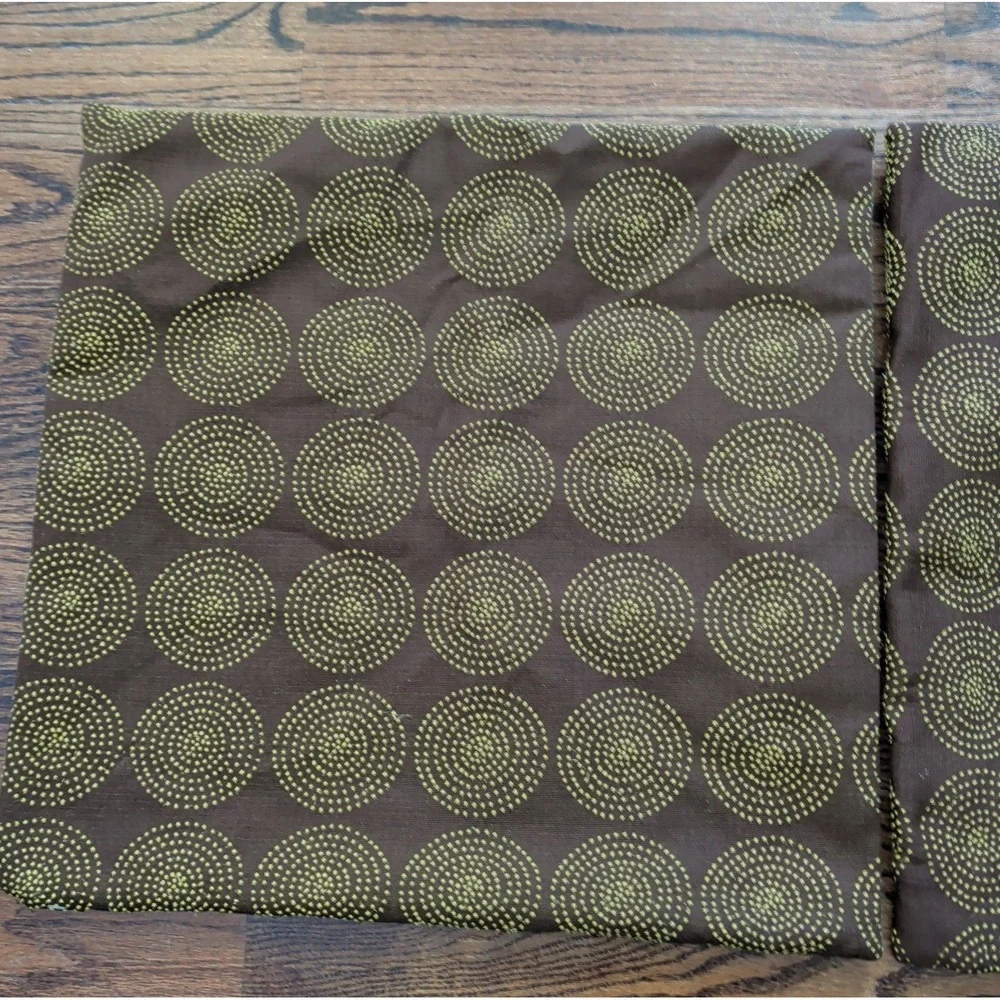Pier 1 Imports Brown Green/Olive Concentric Dot Circle Set 2 Pillow Covers 18x18